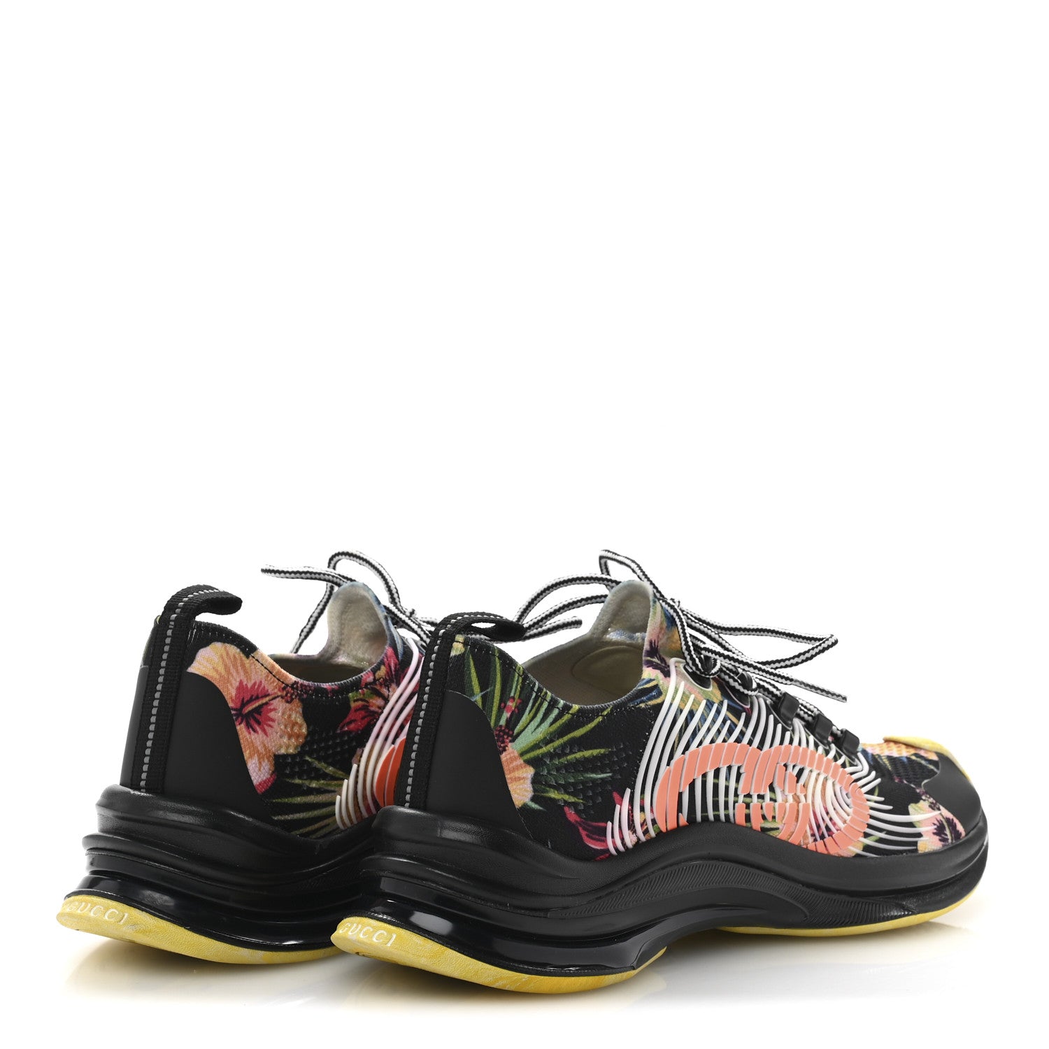 Gucci Technical Knit Fabric Waves Mens Gucci Run Sneakers 10 Black Multicolor 5 of 9