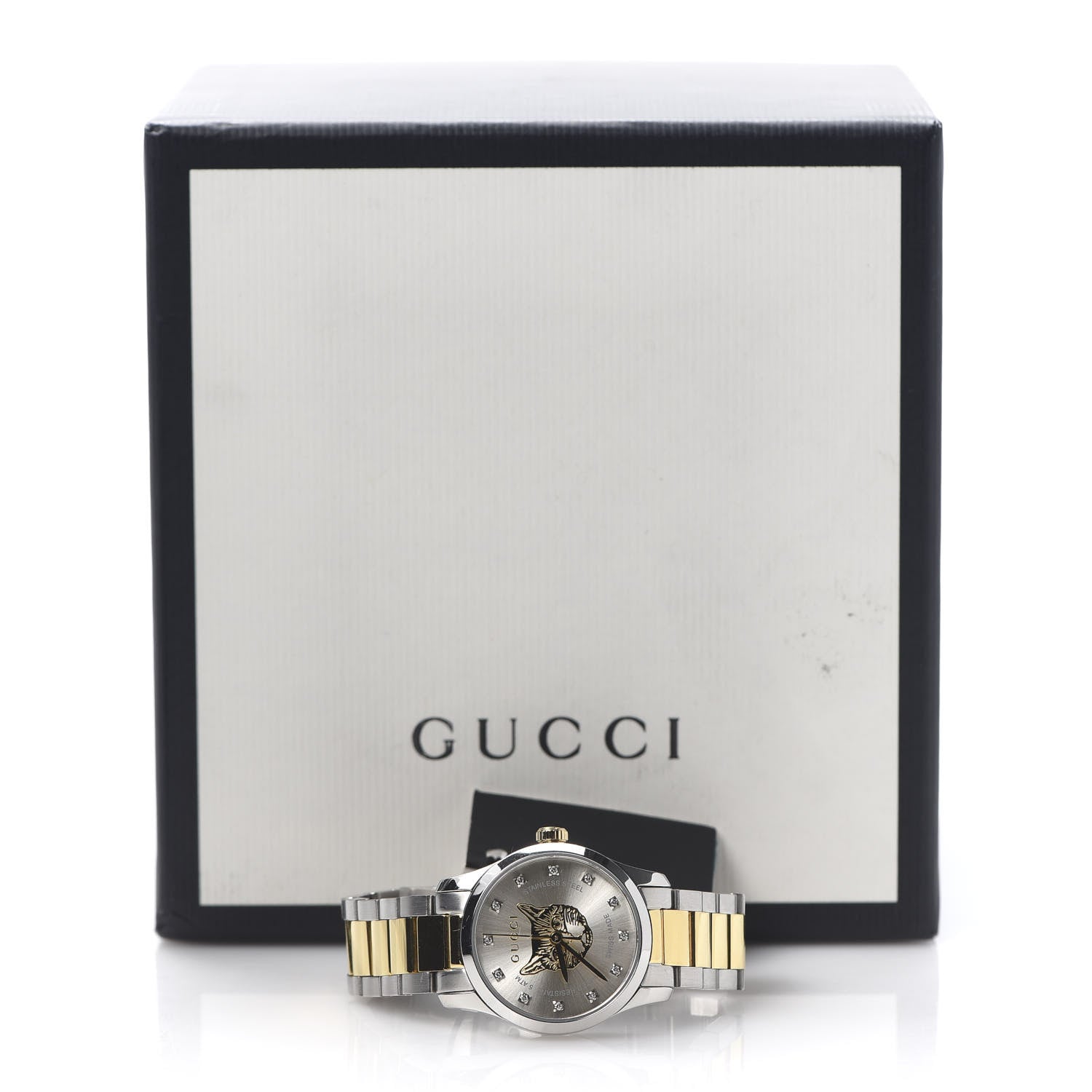 Gucci Stainless Steel Diamond 27mm G-Timeless Two Tone Cat Quartz Watch 7 of 7