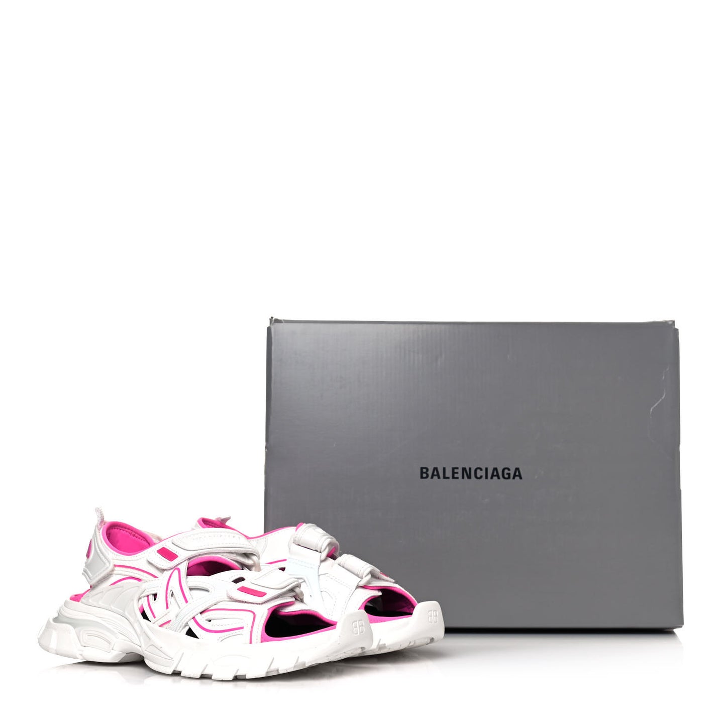 Rubber Neoprene Bi-Color Womens Track Sandals 37 White Fluo Pink