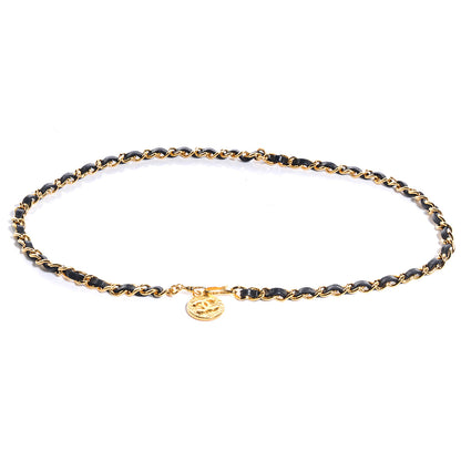Chanel Leather Gold Chain Link Medallion Belt Black 1 of 5