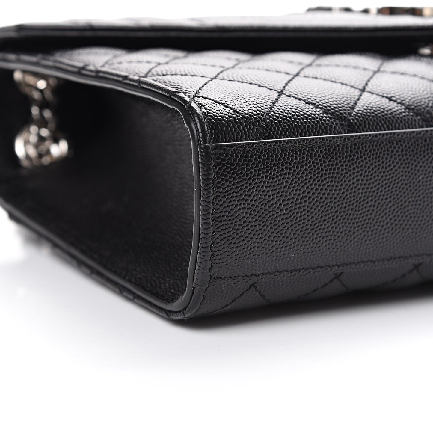 Grain De Poudre Textured Mixed Matelasse Triquilt Medium Monogram Satchel Black
