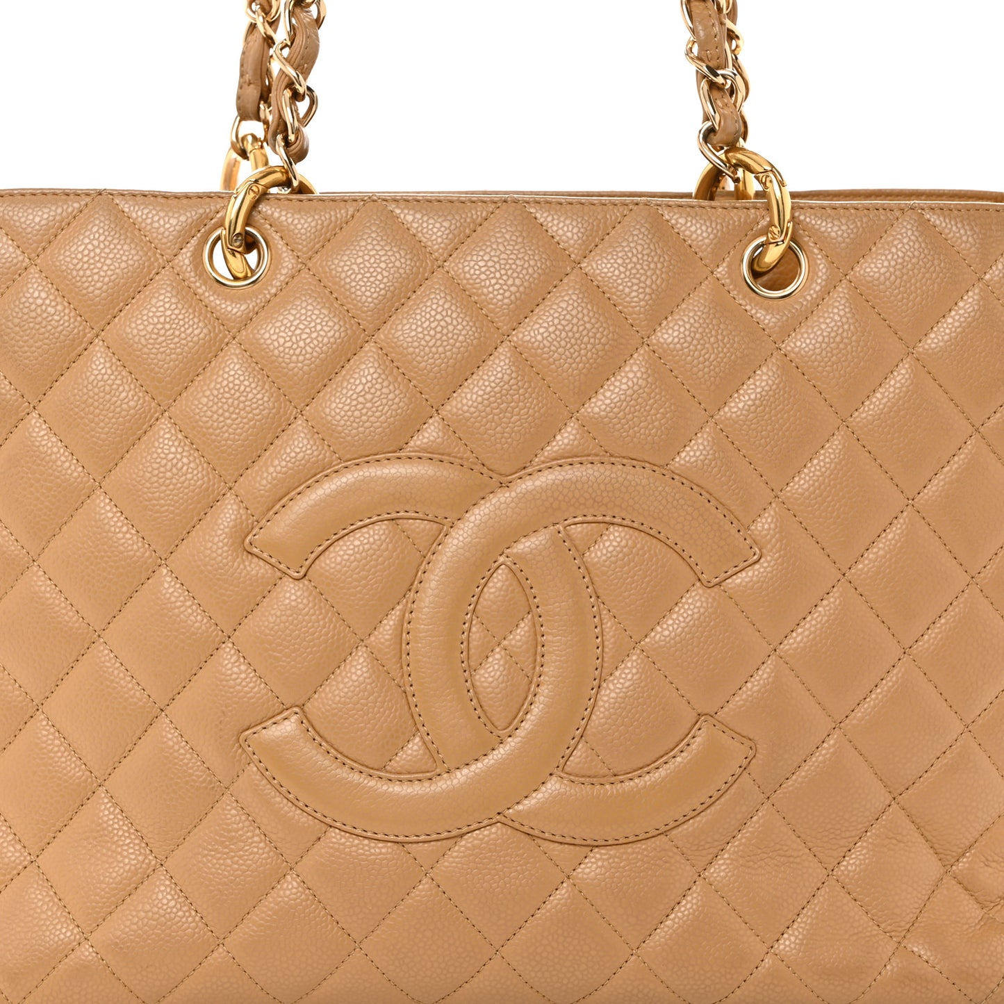 Caviar Quilted Grand Shopping Tote GST Beige Clair