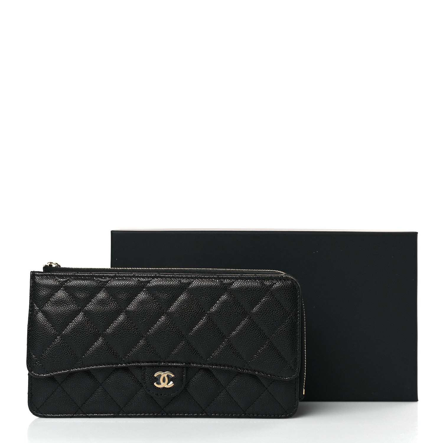 Chanel Caviar Quilted Flap Zip Pouch Black 9 of 11