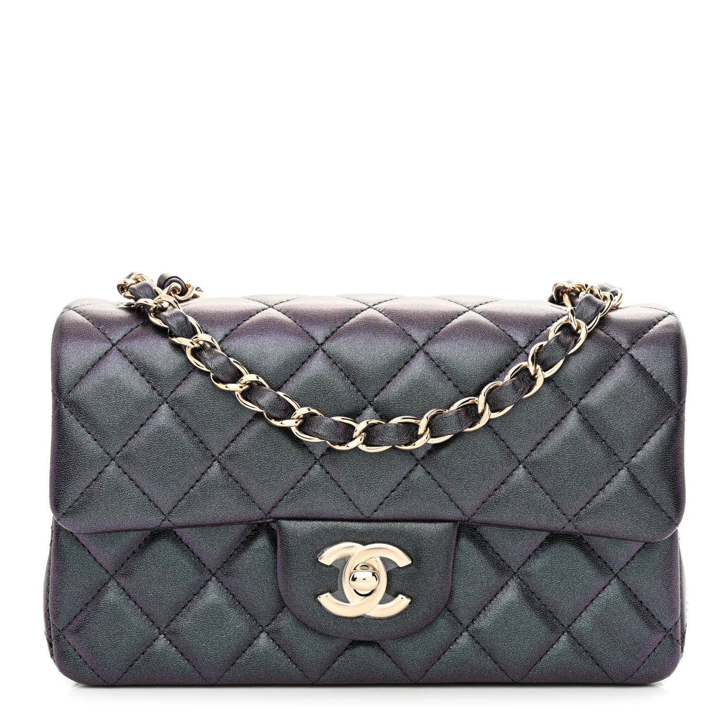Chanel Iridescent Lambskin Quilted Mini Rectangular Flap Black 1 of 13