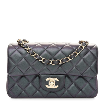 Chanel Iridescent Lambskin Quilted Mini Rectangular Flap Black 1 of 13