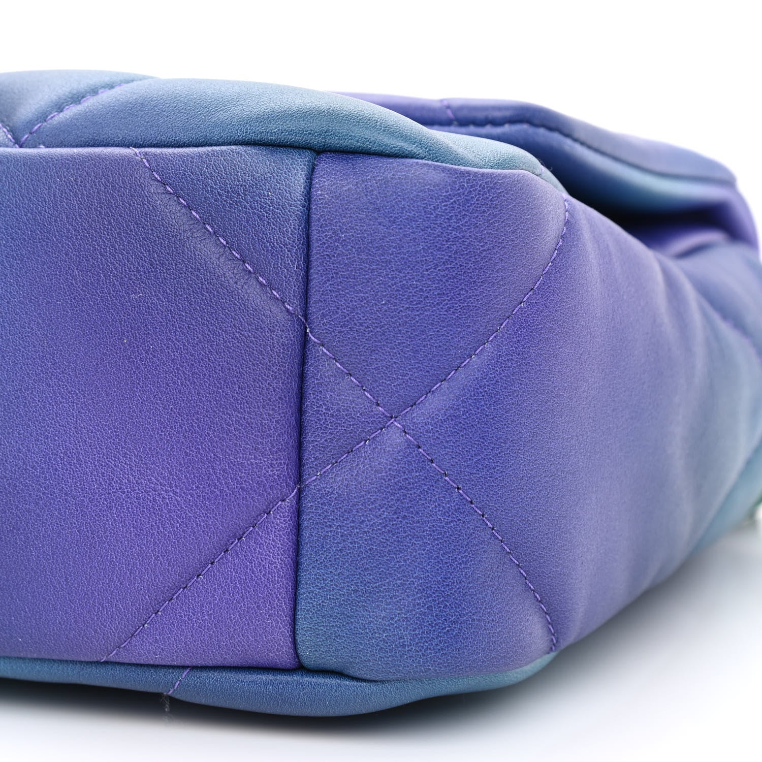 Chanel Tie Dye Calfskin Quilted Medium Chanel 19 Flap Blue Purple 10 of 10