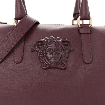 Versace Saffiano Calfskin Palazzo Bowler Burgundy 8 of 17