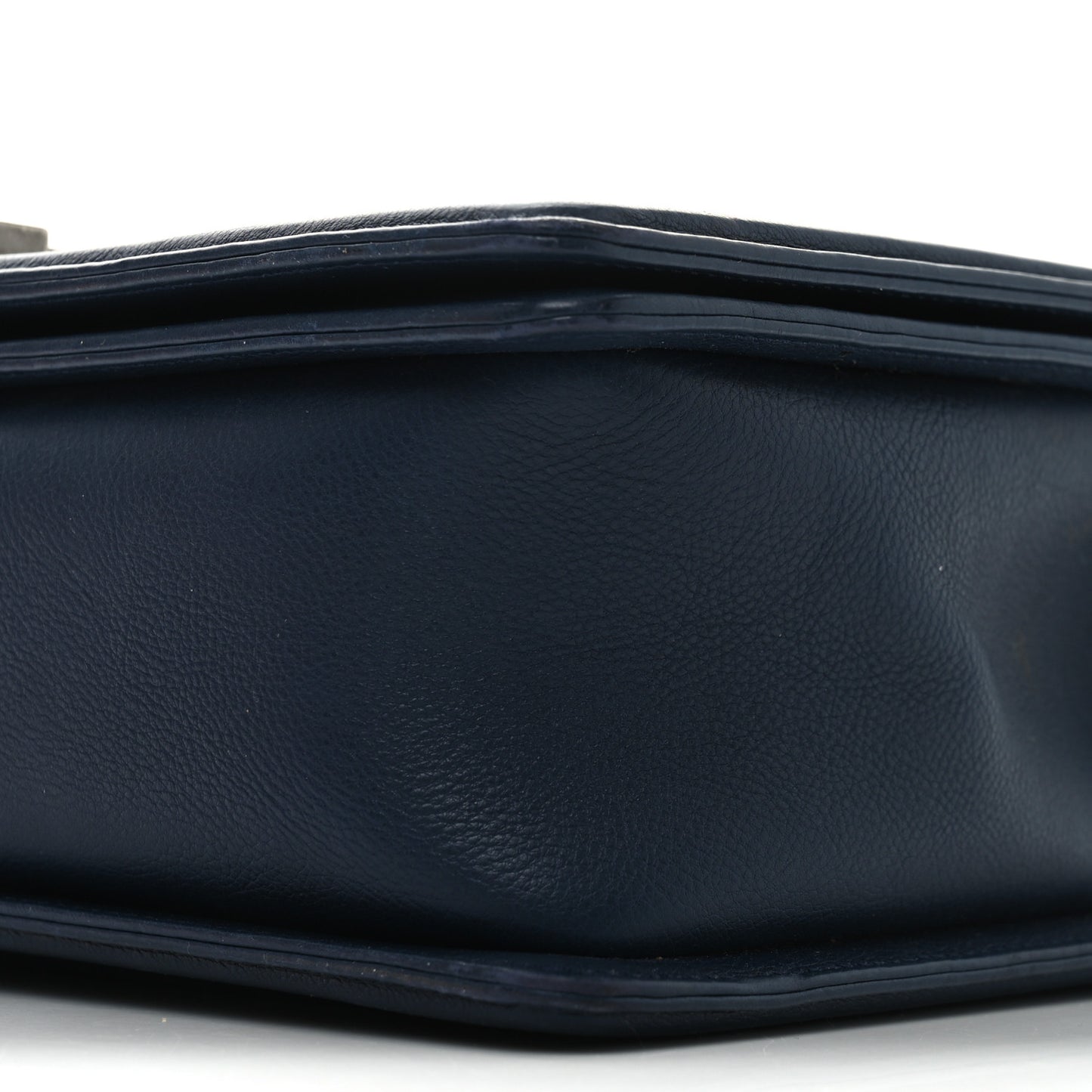 Calfskin Double Stitch New Medium Boy Flap Navy Blue