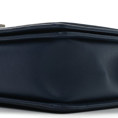 Chanel Calfskin Double Stitch New Medium Boy Flap Navy Blue 10 of 10