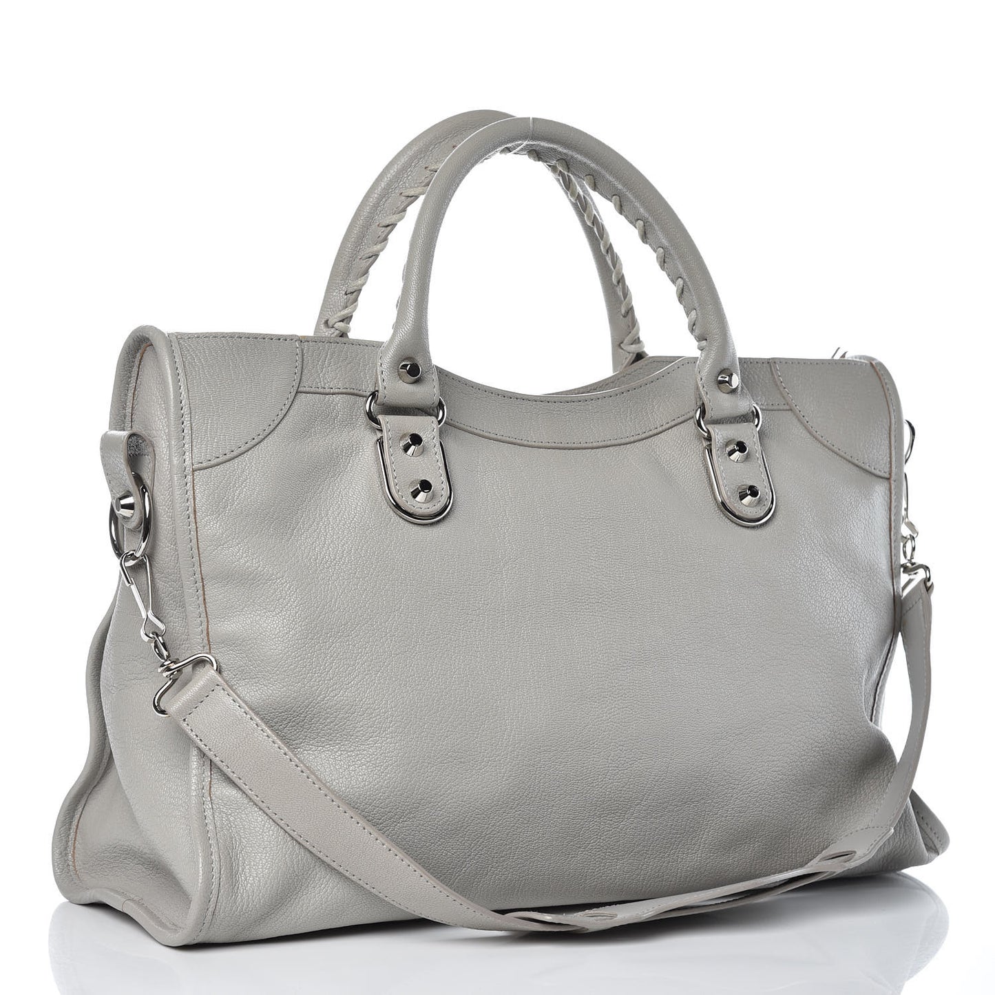 Chevre Silver Metallic Edge Hardware City Gris Glace