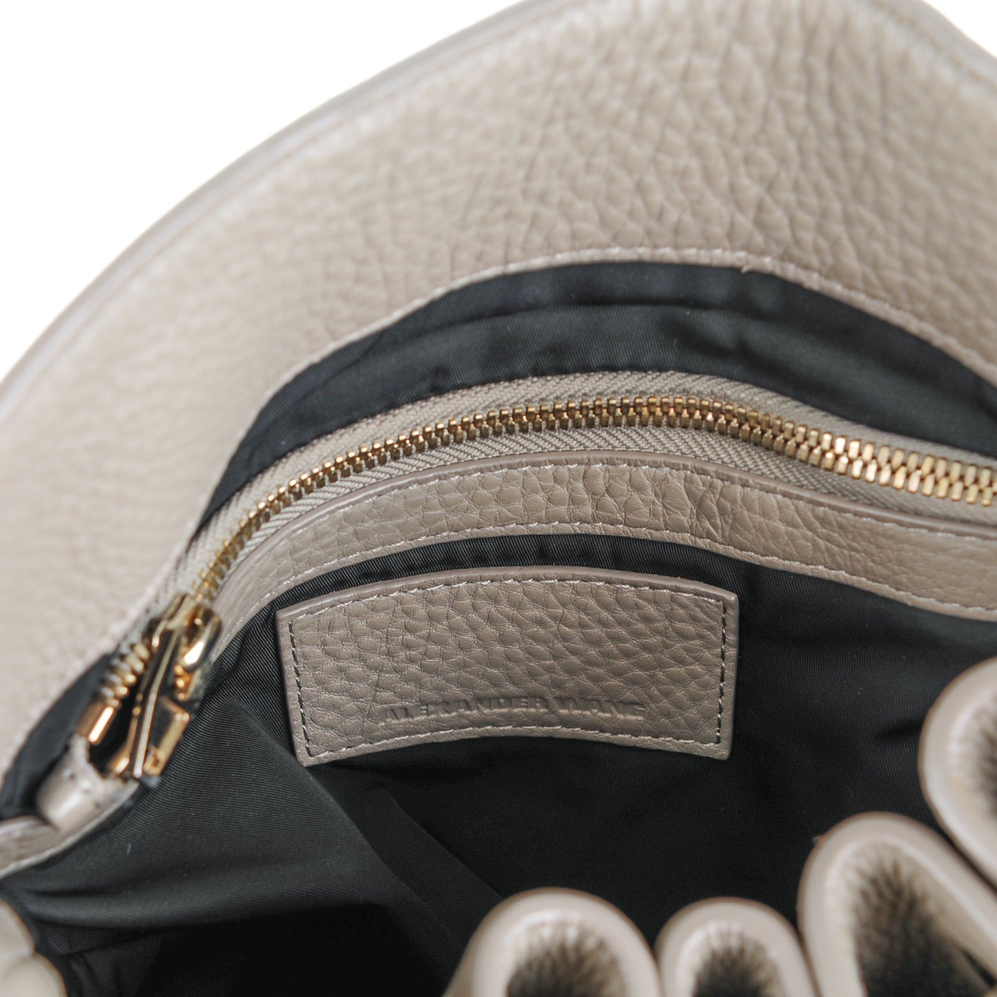 Pebbled Lambskin Diego Bucket Bag Oyster