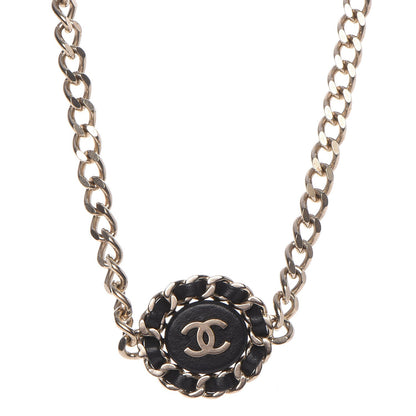 Chanel Lambskin CC Chain Short Necklace Black Gold 1 of 6