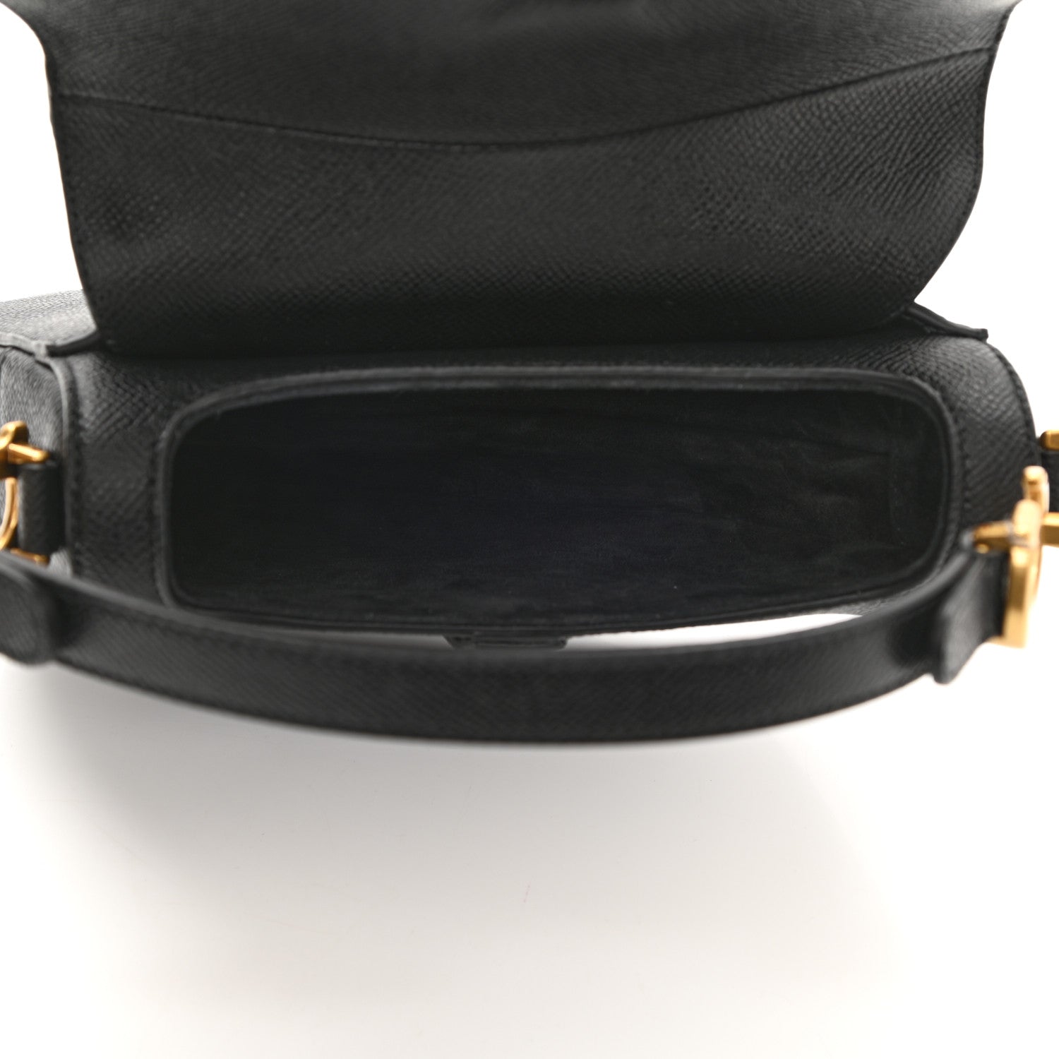 Christian Dior Grained Calfskin Mini Saddle Bag With Strap Black 5 of 8