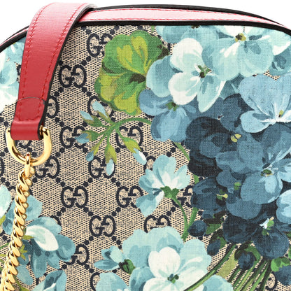 Gucci GG Supreme Monogram Blooms Mini Chain Shoulder Bag Beige Blue Navy Hibiscus Red 8 of 10