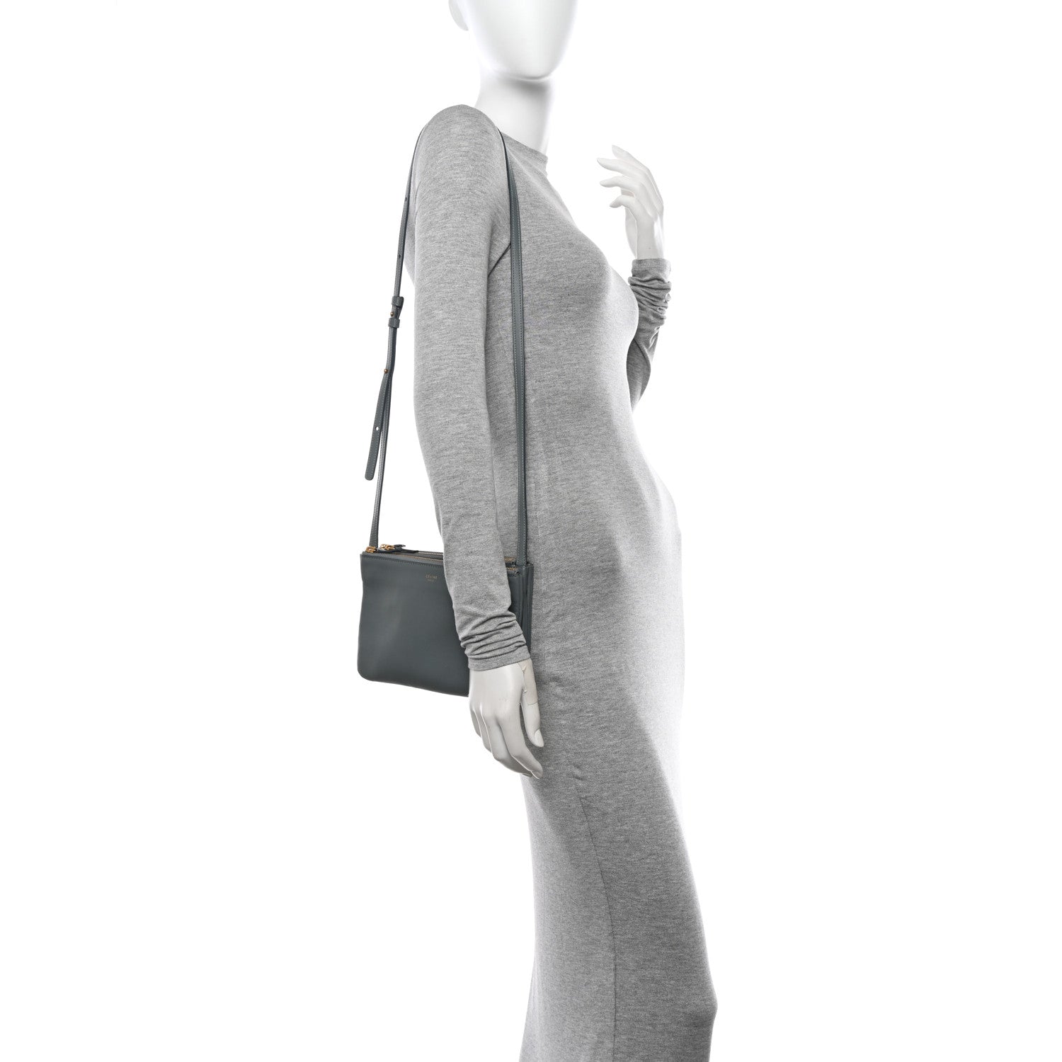 Celine Lambskin Small Trio Crossbody Bag Smoke 3 of 13