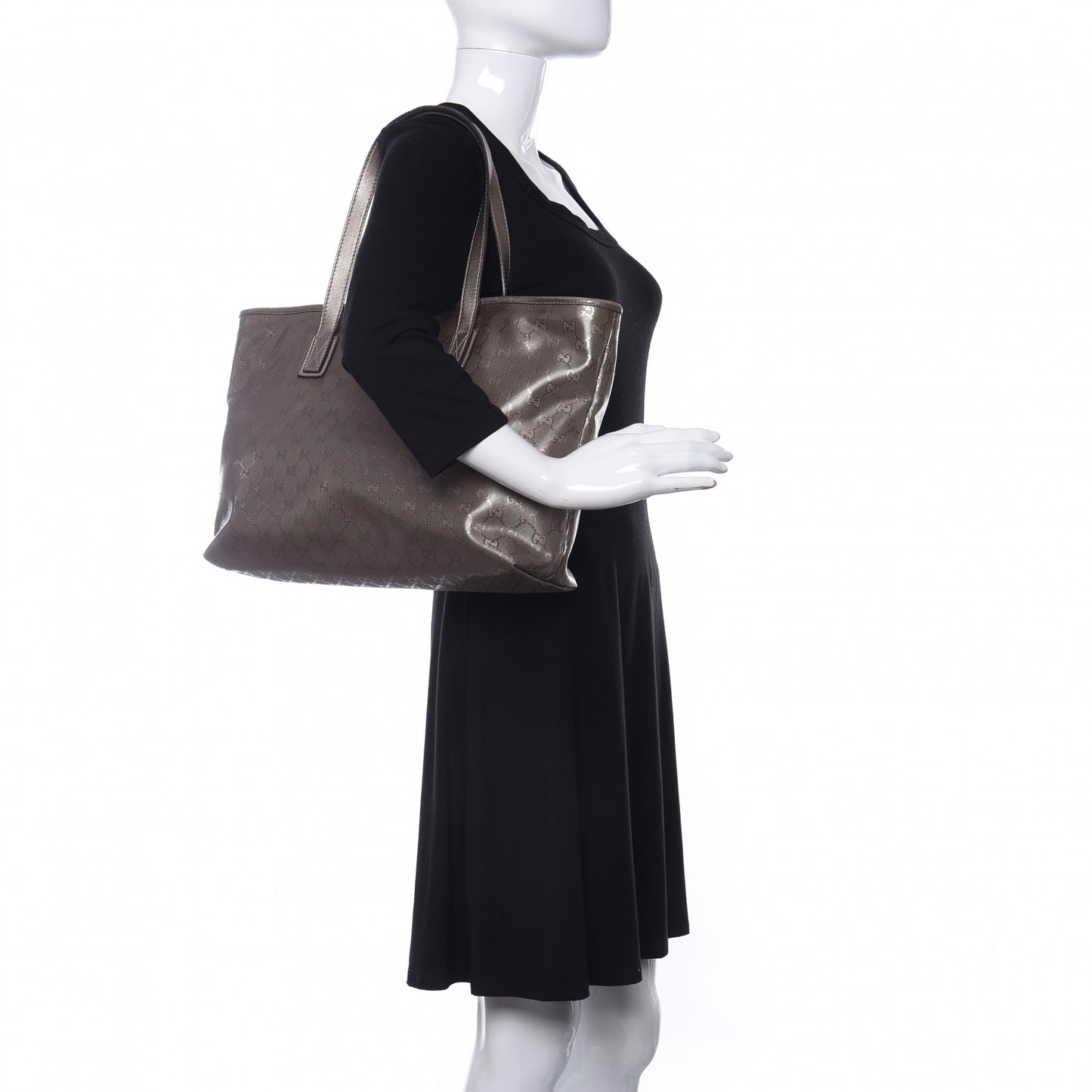 Imprime Monogram Medium Zippered Shopping Tote Pewter
