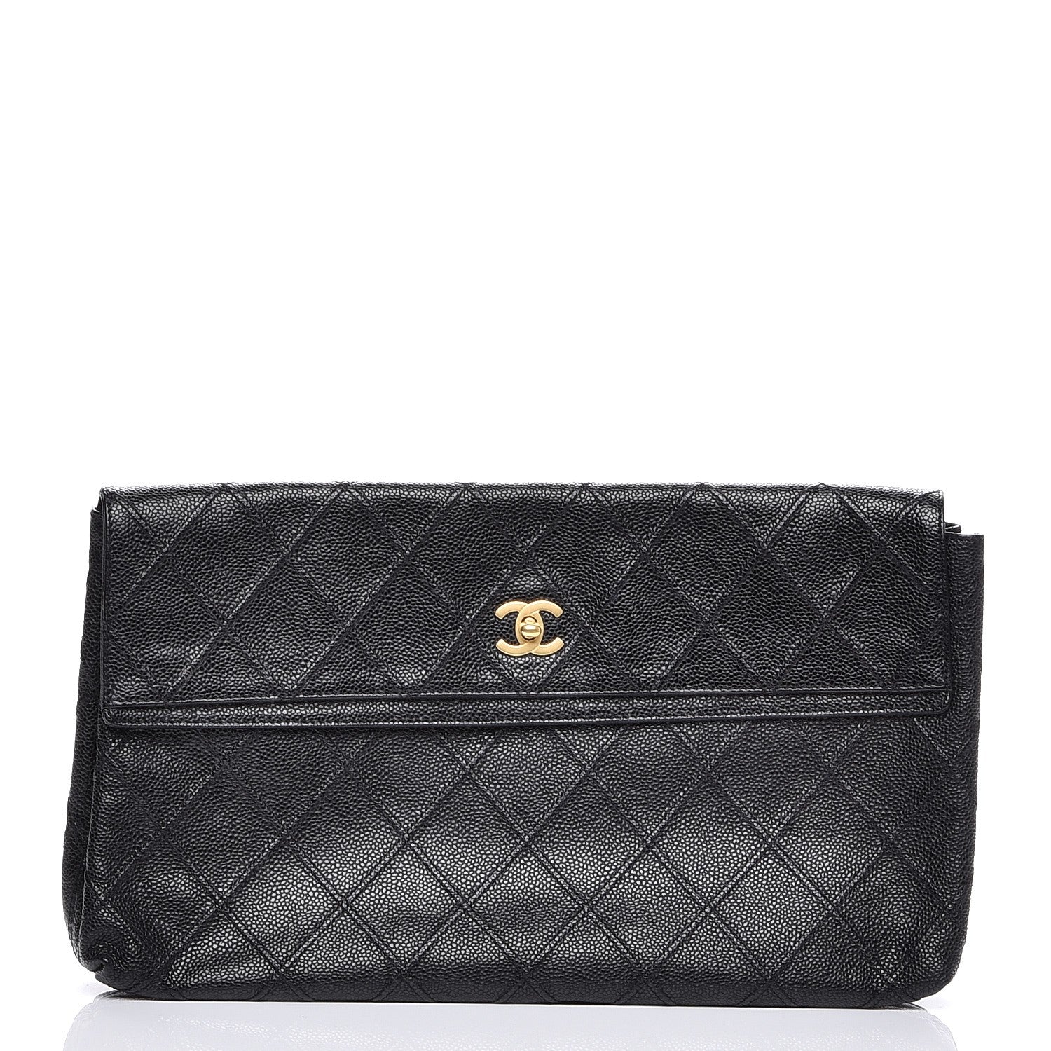 Chanel Caviar Diamond Stitch Oversized Flap Clutch Black 1 of 7