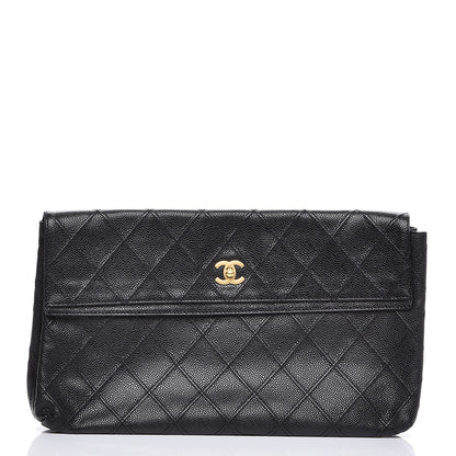 Chanel Caviar Diamond Stitch Oversized Flap Clutch Black 1 of 7