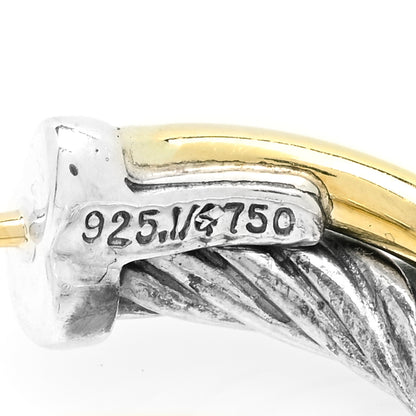 David Yurman Sterling Silver 18K Yellow Gold 17mm Crossover Cable Hoop Earrings 4 of 4
