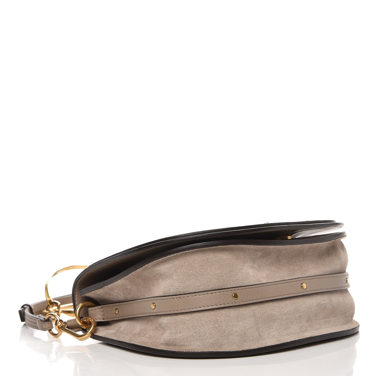 Calfskin Suede Medium Nile Bracelet Bag Motty Grey