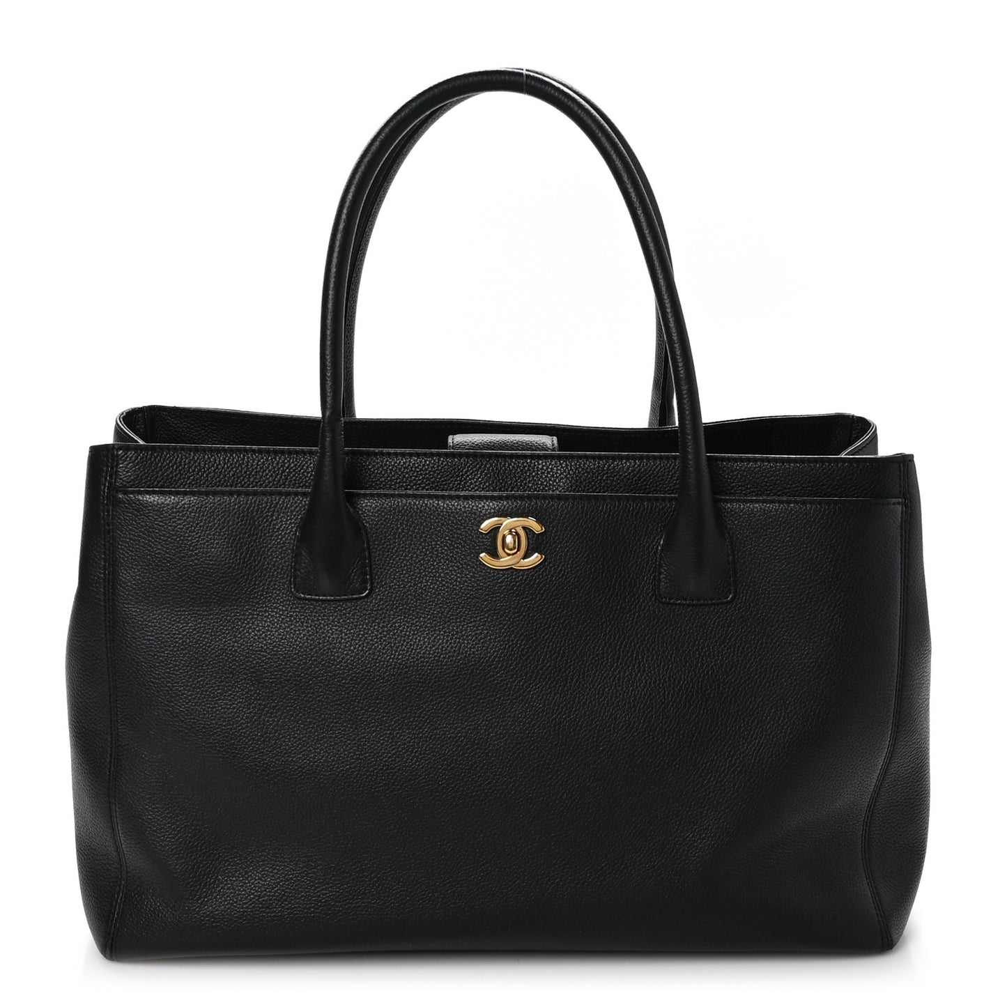 Calfskin Cerf Executive Shopper Tote Black