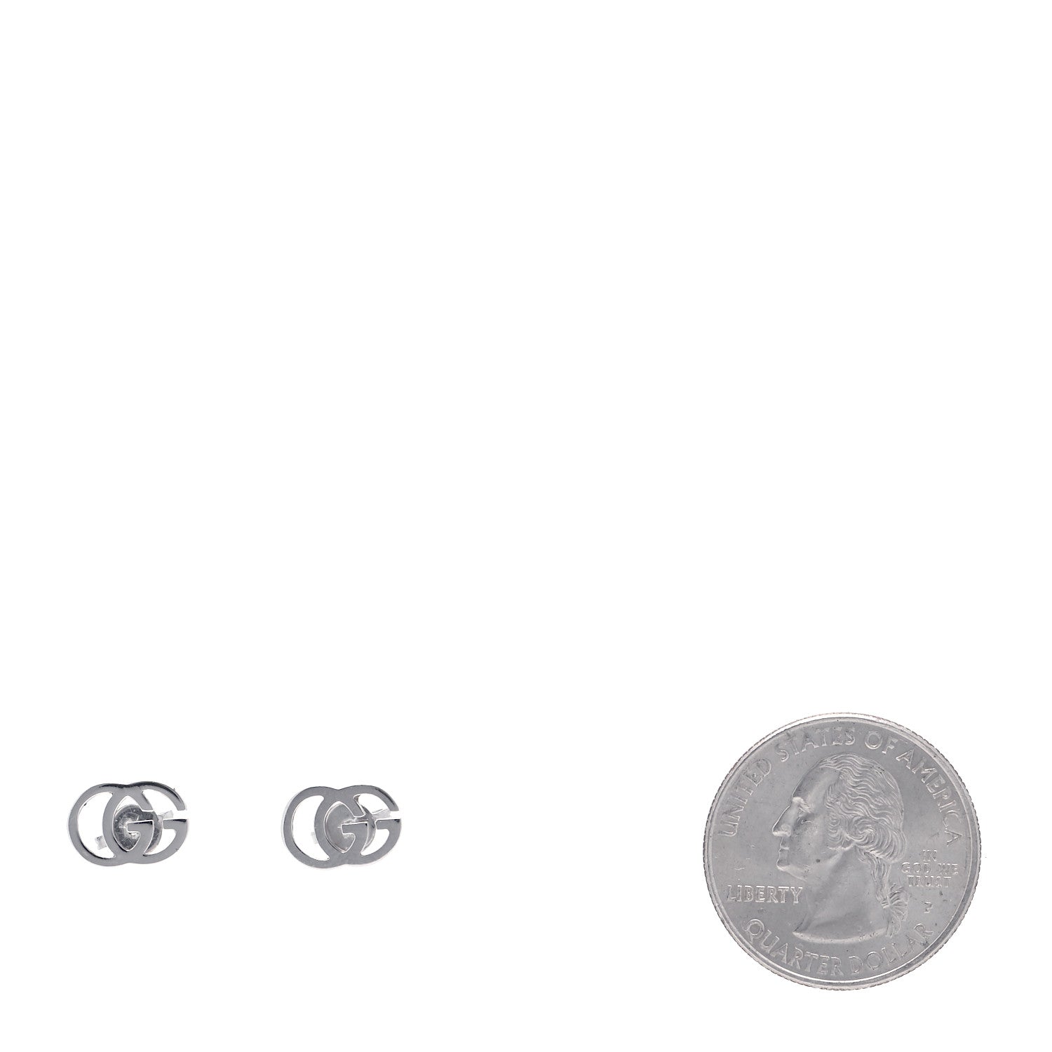 Gucci 18K White Gold GG Tissue Stud Earrings 2 of 5