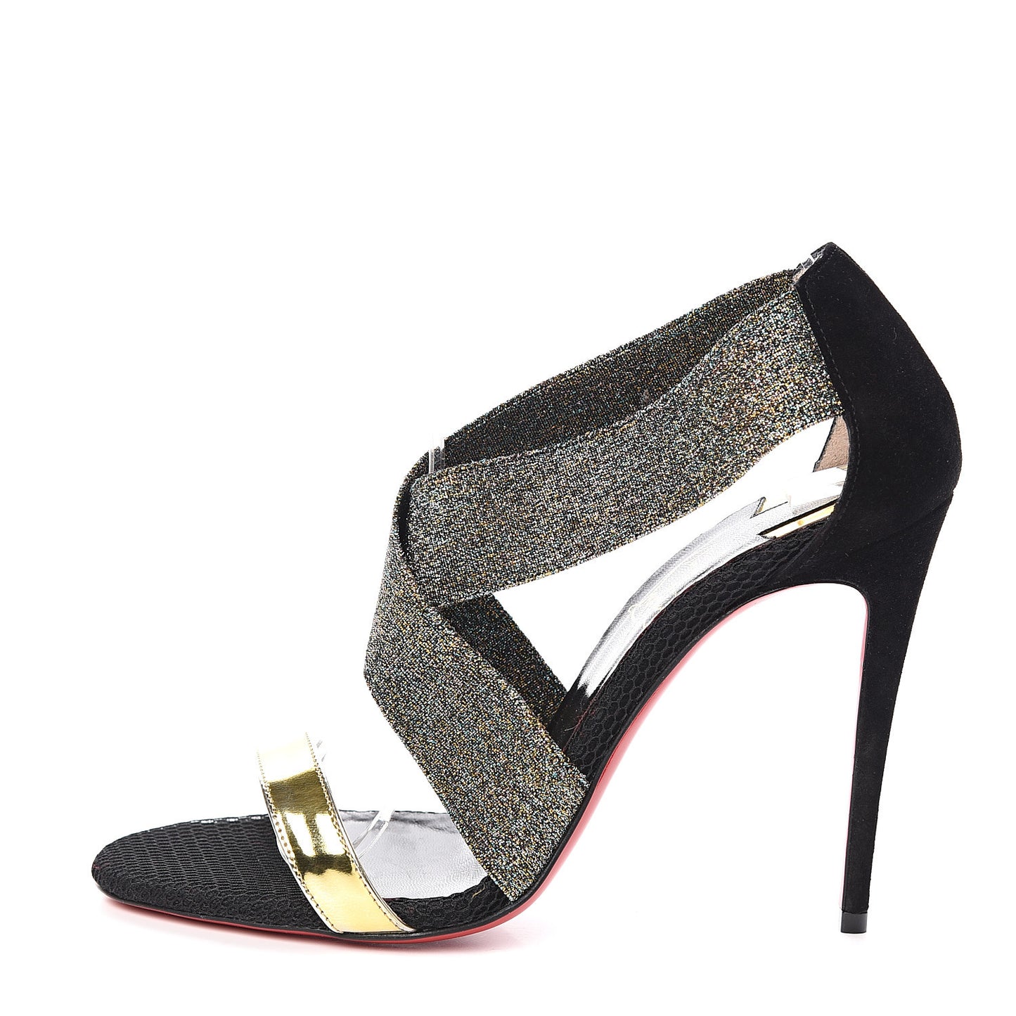 Specchio Suede Calfskin Elastagram 100 Sandals 36 Black Multi