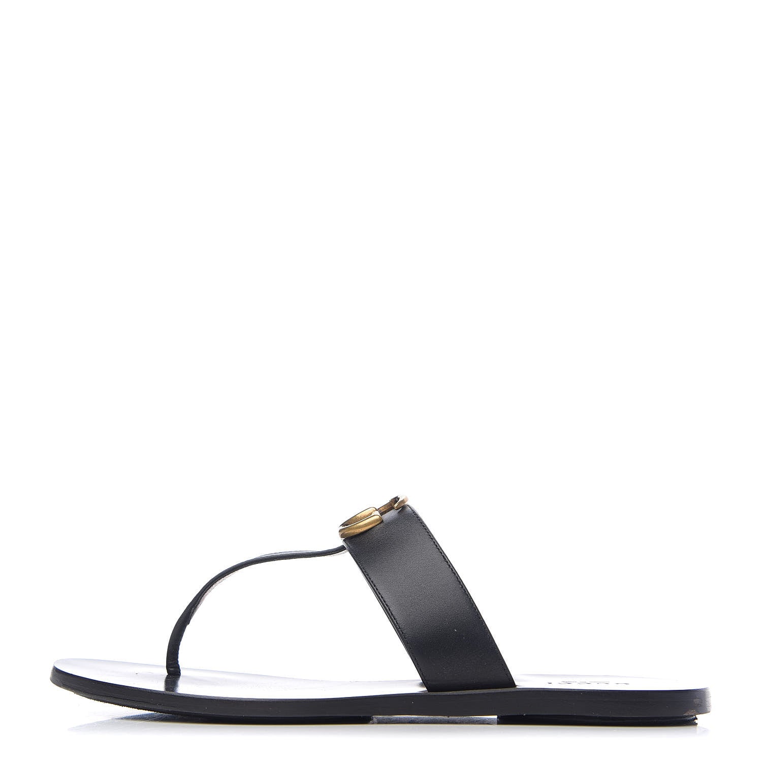 Gucci Calfskin GG Marmont Thong Sandals 38 Black 1 of 9