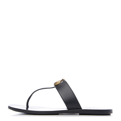 Gucci Calfskin GG Marmont Thong Sandals 38 Black 1 of 9