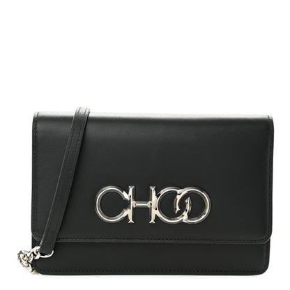 Jimmy Choo Smooth Calfskin Sidney Flap Chain Bag Black 1 of 10