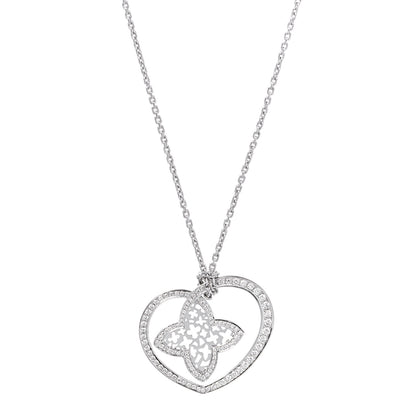 Louis Vuitton 18K White Gold Diamond Large Coeur Heart Pendant Necklace 1 of 7