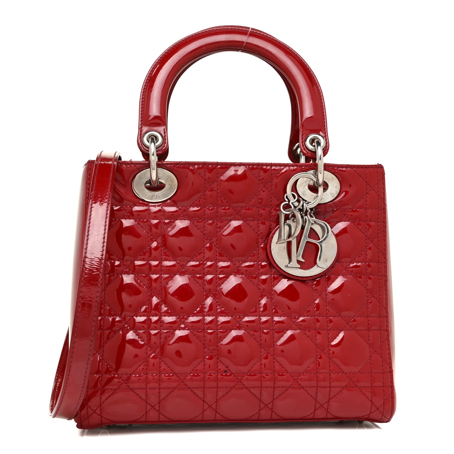 Christian Dior Patent Cannage Medium Lady Dior Red 1 of 16