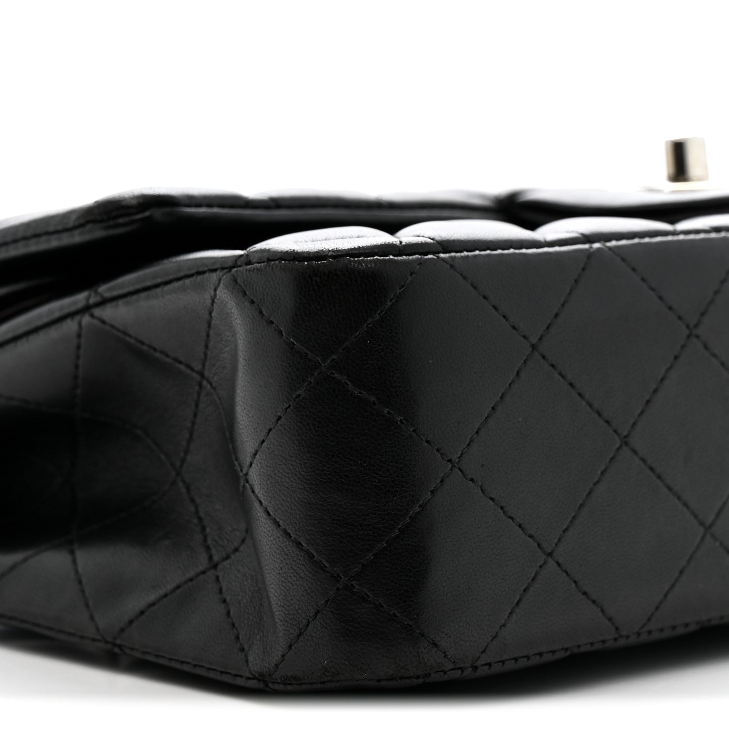Lambskin Quilted Medium Double Flap Black