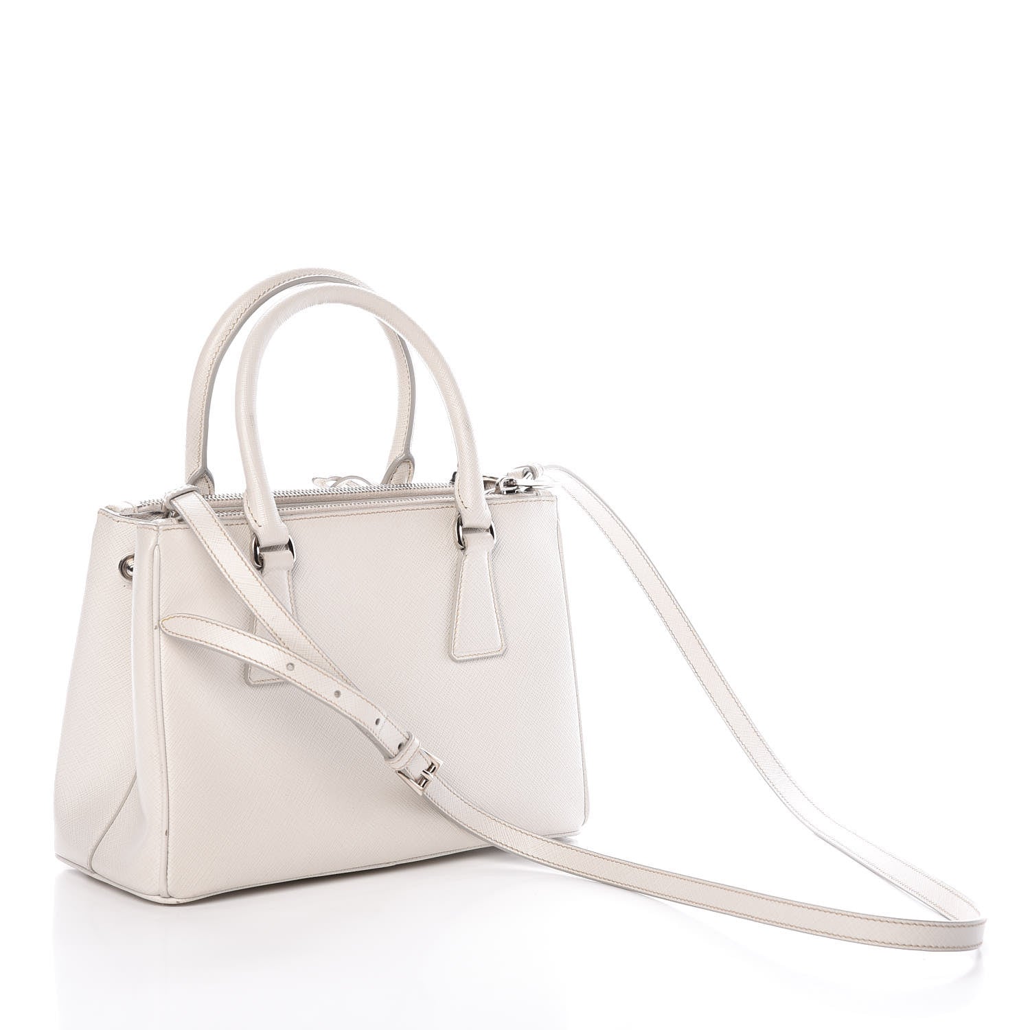 Prada Saffiano Lux Mini Double Zip Galleria Tote Talco 3 of 12