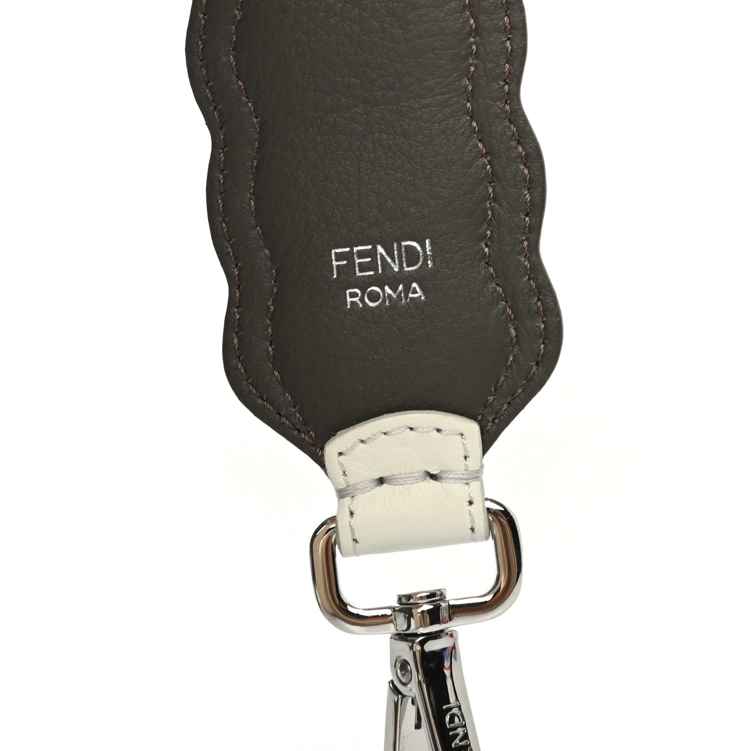 Fendi Vitello Dolce Bi-Color Scalloped Spike Studded Strap You White Ice Carbone Multicolor 3 of 4