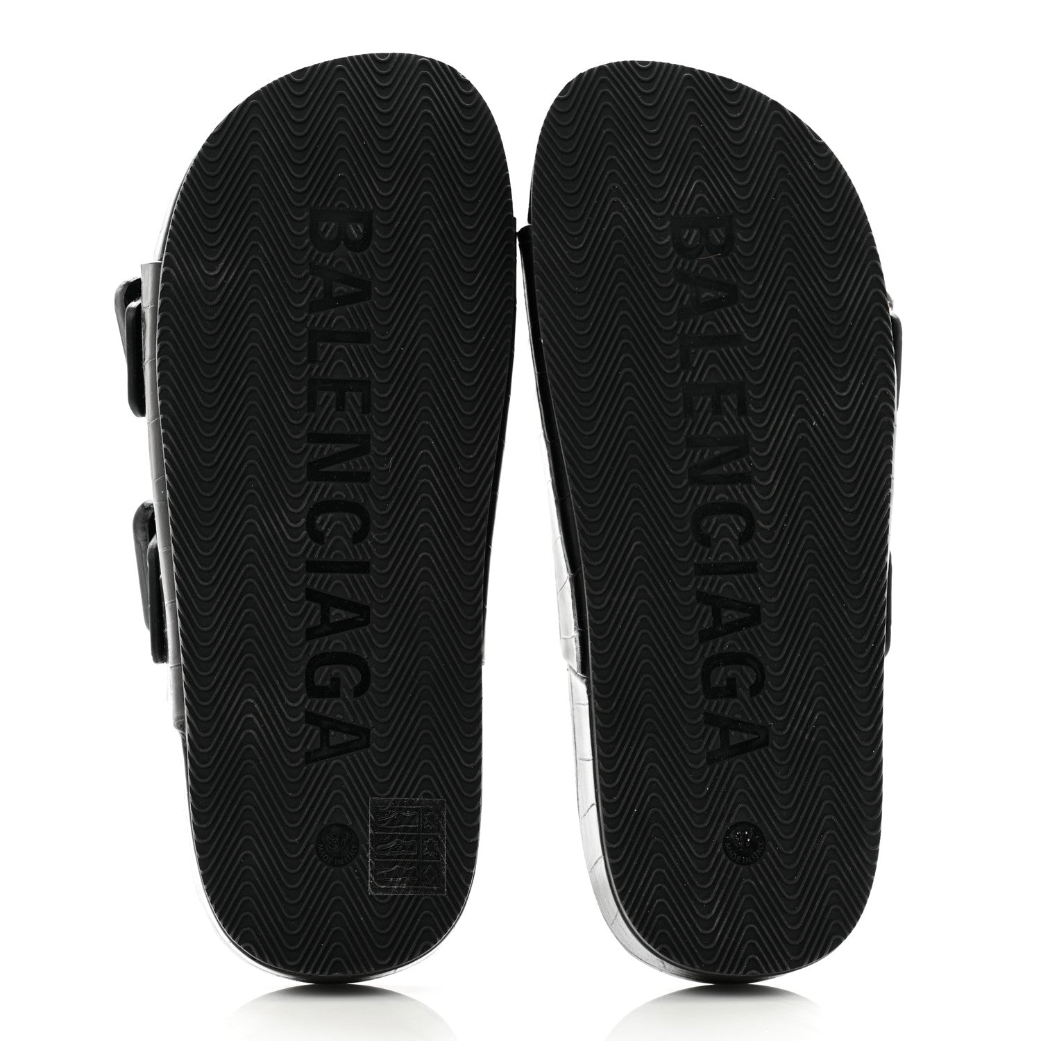 Balenciaga Calfskin Crocodile Embossed Mallorca Slide Sandals 37 Black 5 of 10