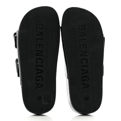 Balenciaga Calfskin Crocodile Embossed Mallorca Slide Sandals 37 Black 5 of 10