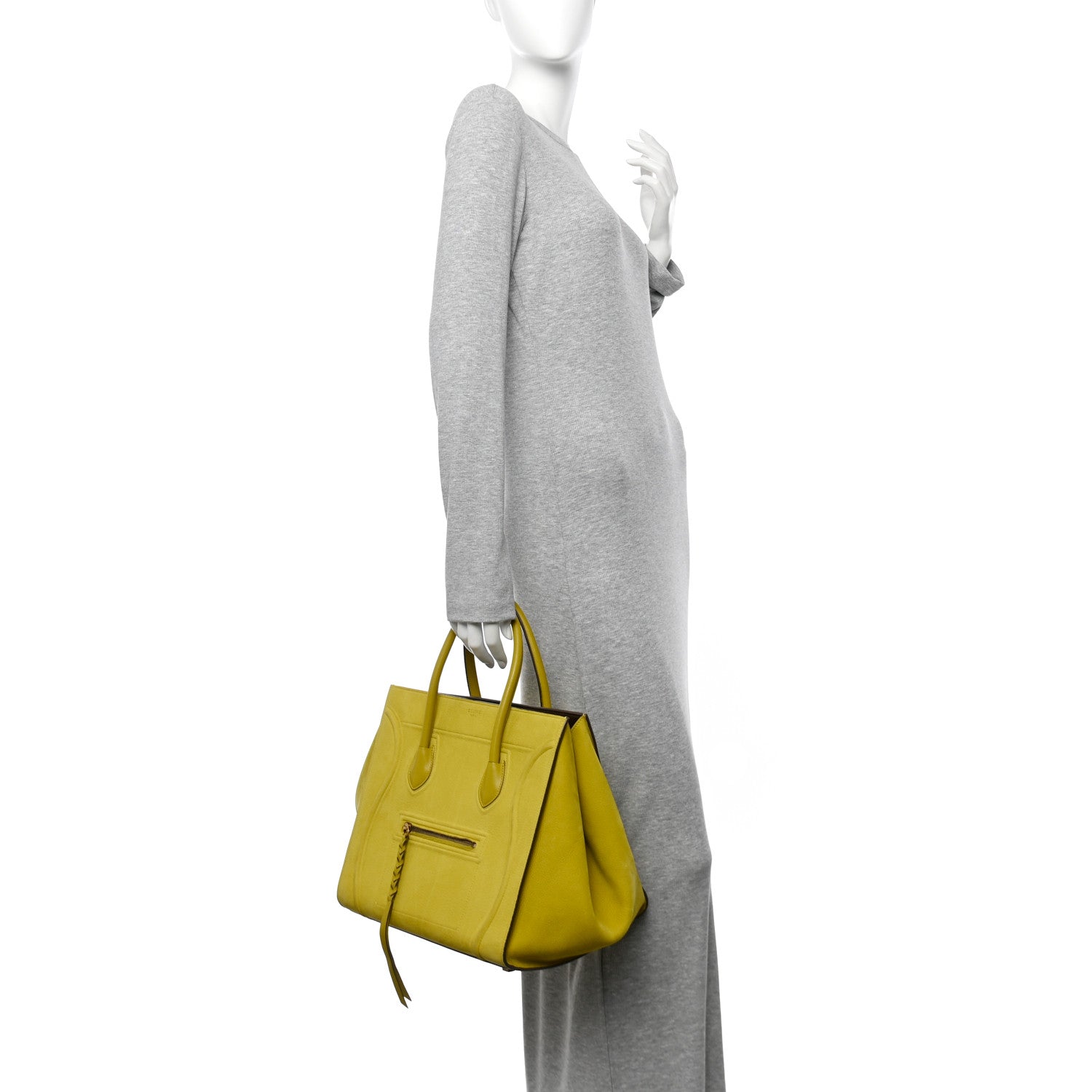 Celine Nubuck Medium Phantom Luggage Chartreuse 2 of 12