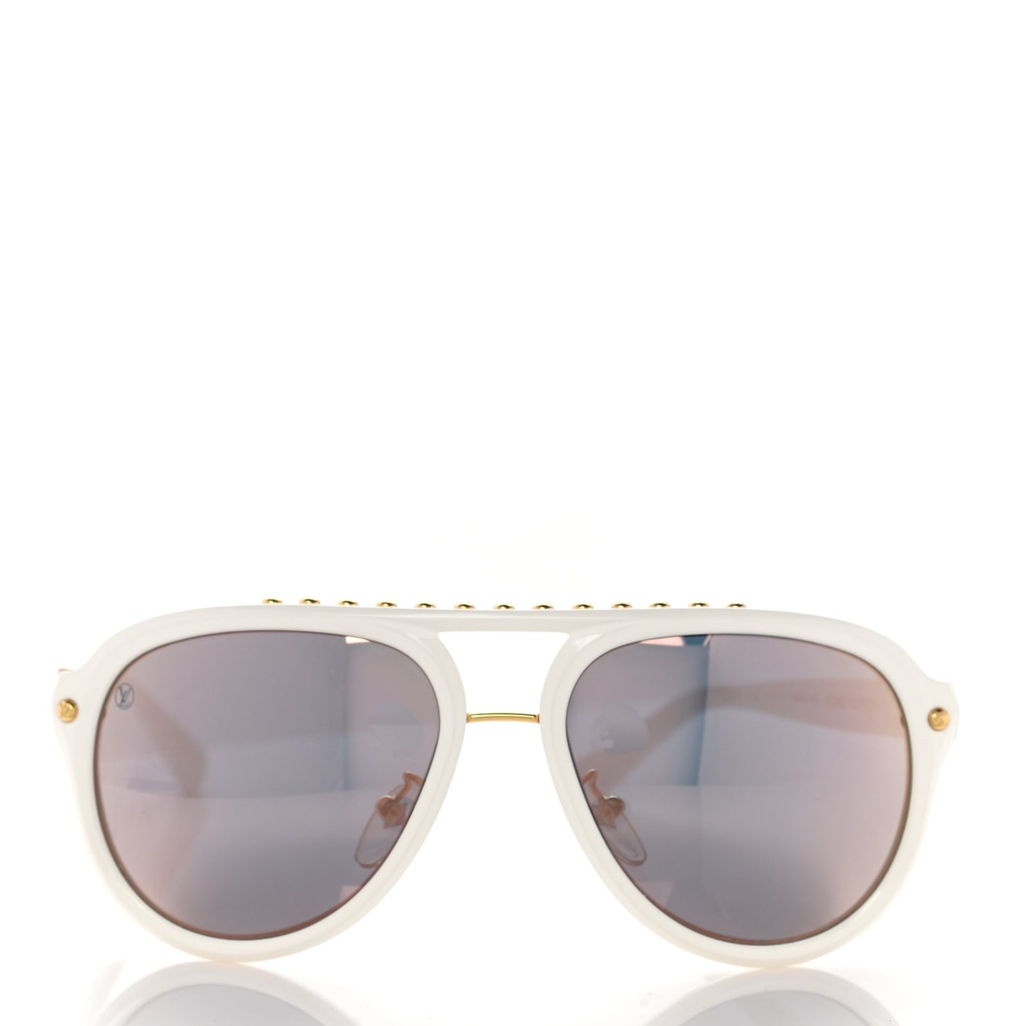 Acetate Aviator Serpico Studded Sunglasses Z2358W White