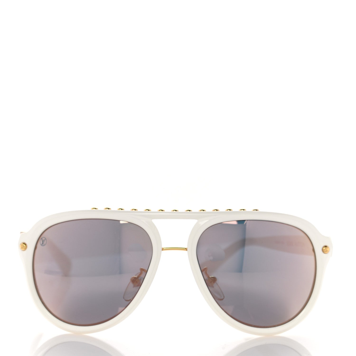 Louis Vuitton Acetate Aviator Serpico Studded Sunglasses Z2358W White 2 of 9