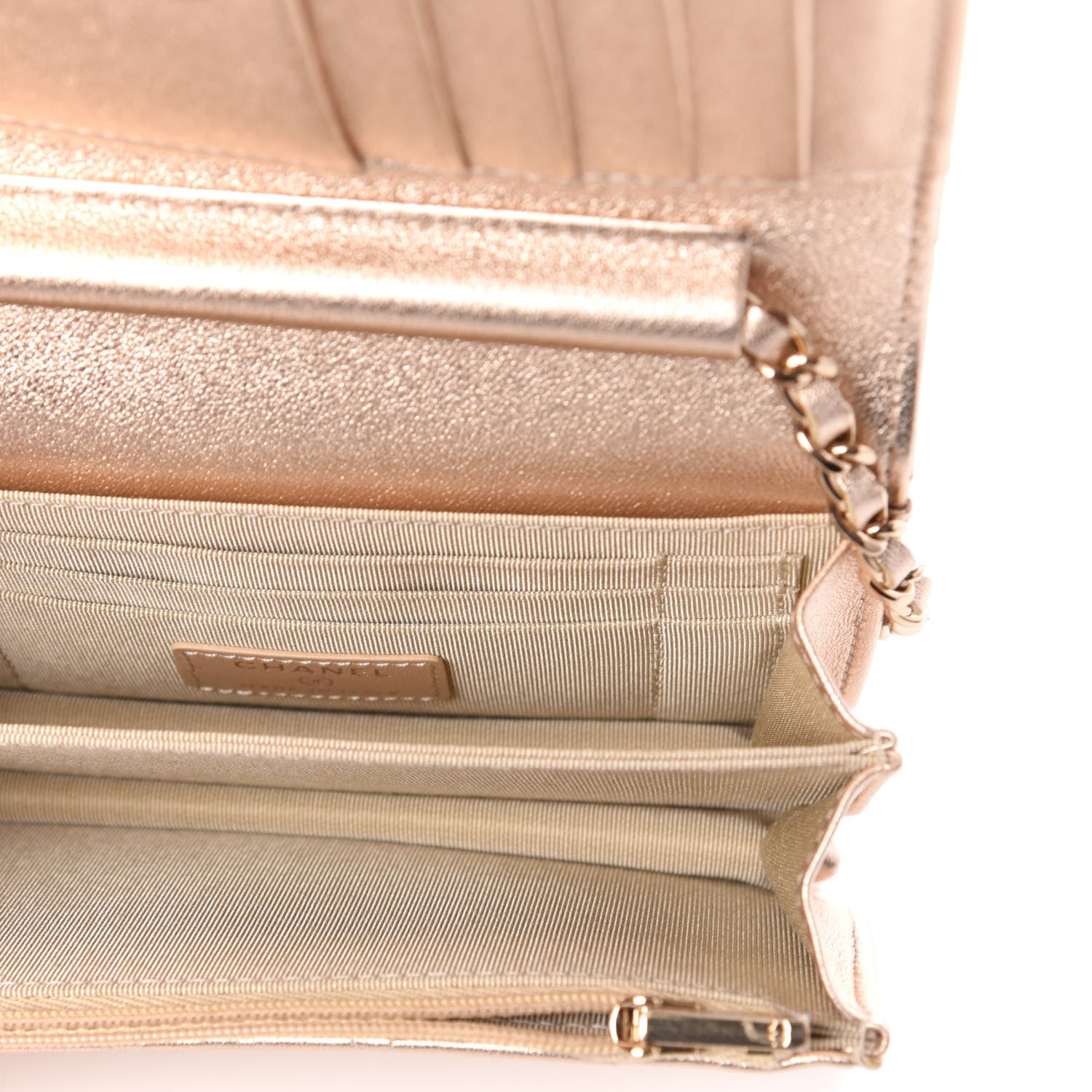 Chanel Metallic Lambskin Quilted Mini Wallet On Chain WOC Gold 5 of 9