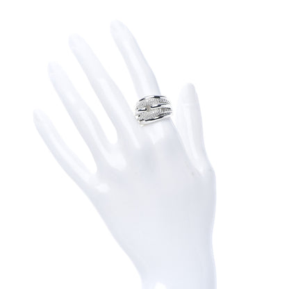 David Yurman Sterling Silver Diamond Thoroughbred Cushion Link Ring 54 7 2 of 5