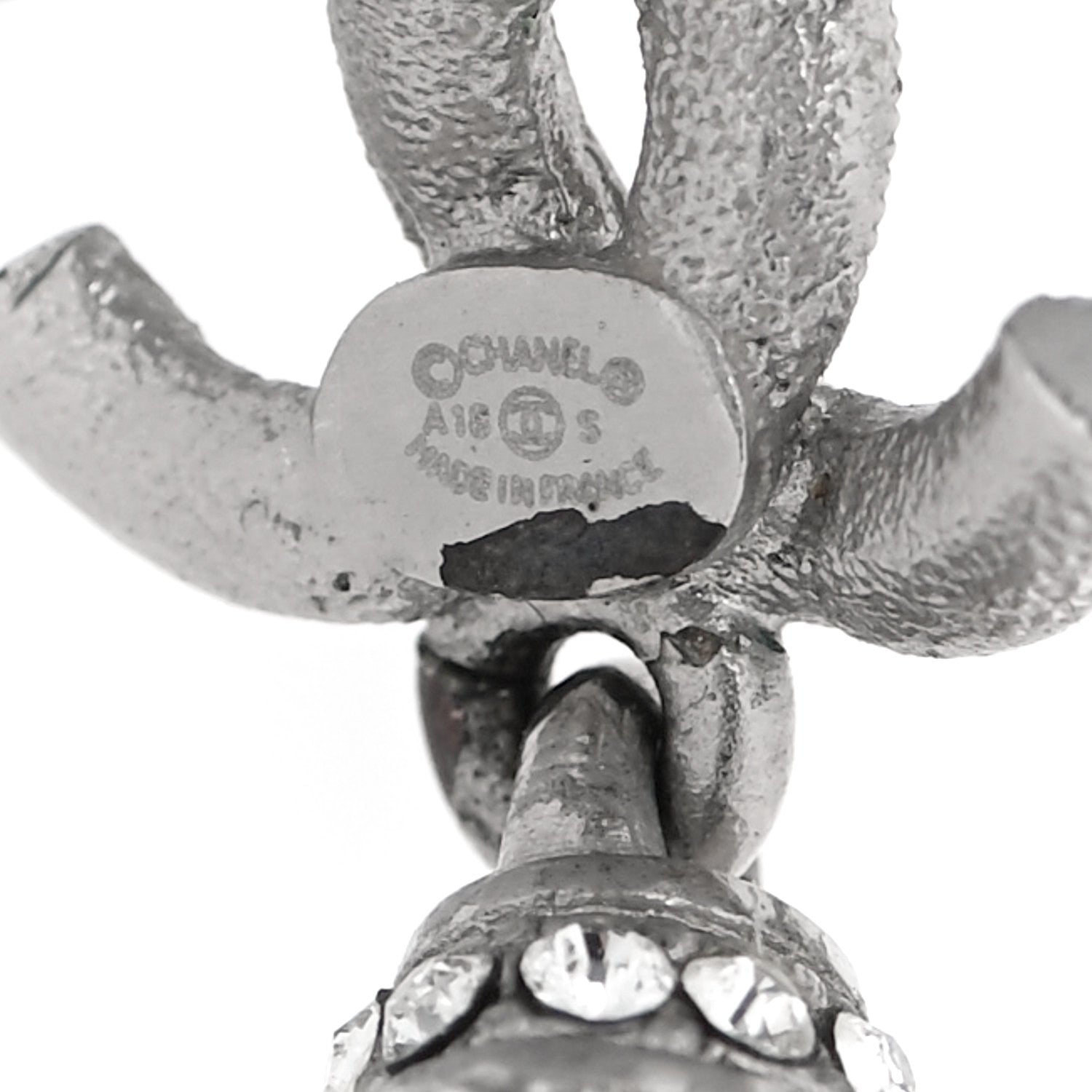 Chanel Ruthenium Crystal CC Drop Earrings Silver 3 of 5