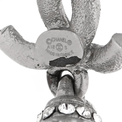 Chanel Ruthenium Crystal CC Drop Earrings Silver 3 of 5