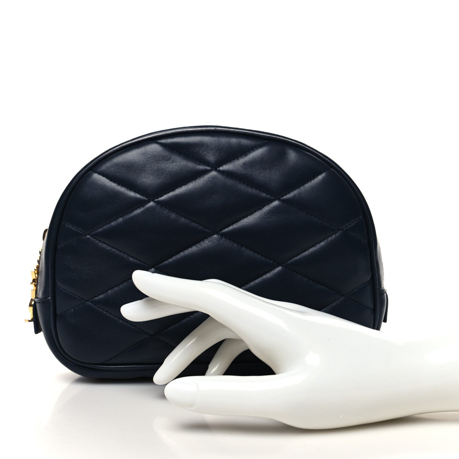 Saint Laurent Lambskin Quilted Lolita Cosmetic Pouch Navy 2 of 10
