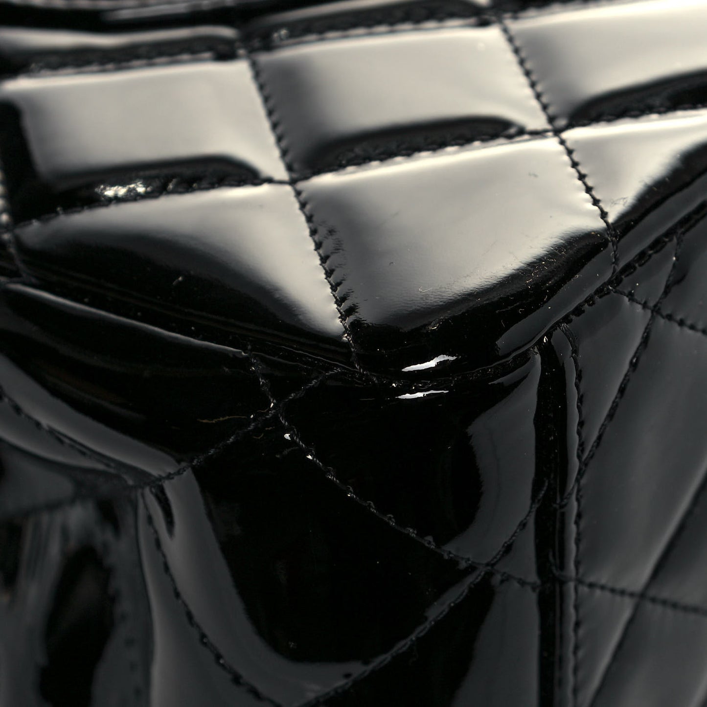 Patent Quilted Maxi Double Flap Black