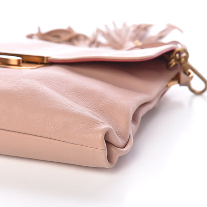Prada Soft Calfskin Detachable Chain Tassel Clutch Pink 8 of 9