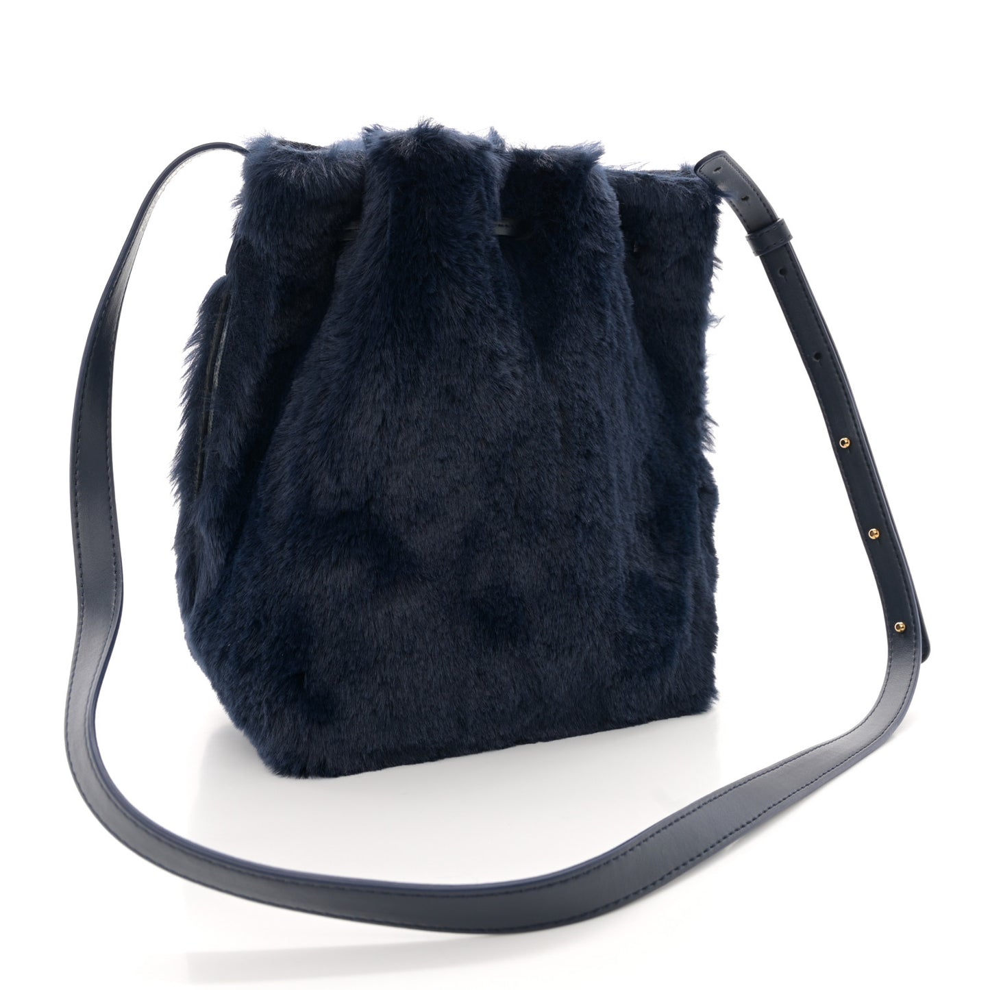 Faux Fur Mini Bucket Bag Blueberry