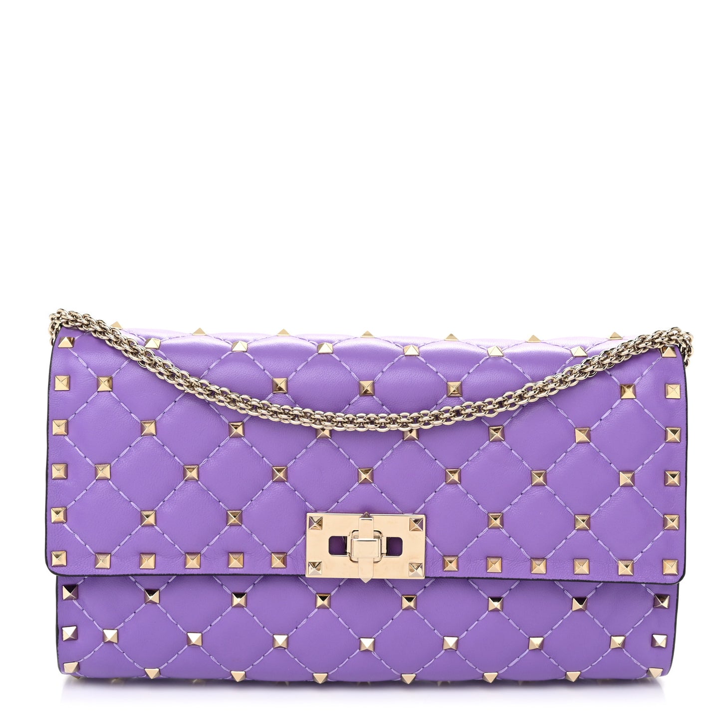 Nappa Rockstud Spike Wallet on Chain Purple
