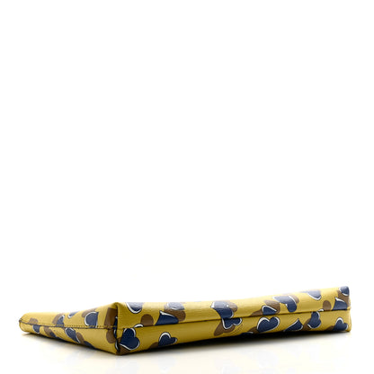 Gucci Calfskin Heartbeat Print Large Pouch Yellow Multicolor 4 of 11